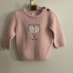 Charming Pink Owl Knit Sweater for Kids
